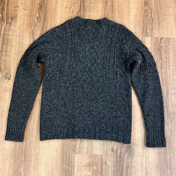 Wallace and Barnes Shetland Wool Fishermans Cable Knit Sweater Gray Sz M - Picture 4 of 9